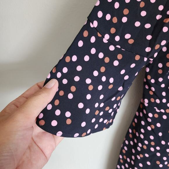 Boden Plus Size 3/4 Flutter Sleeve Black Polka Dot Delia Sheath Dress Size 16 - Picture 11 of 14